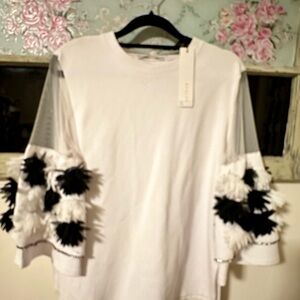 Chic White and Black Women's Blouse